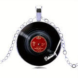 Gramophone Record Film Time Gem Keychain Retro Disc Necklace Pendant Disc