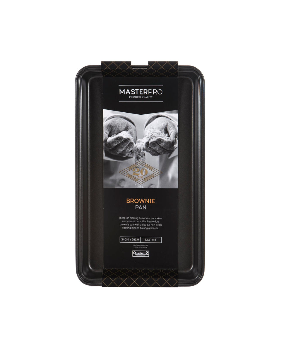 MasterPro Heavy Duty Non-Stick Rectangular Brownie Pan 34cm Black ...