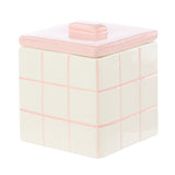 Emporium Lulu Collection Ceramic Storage Box Pink Grid Pattern