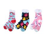 3 Pairs Socks Adults Heat Control Extra Sherpa Lined Anti-Slip Version One A Assorted