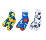 3 Pairs Socks Adults Heat Control Extra Sherpa Lined Anti-Slip Version One B Assorted
