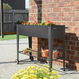Dats Garden Bed Elevated Planter Box Mobile Container Metal Black 95x35x80cm