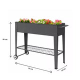 Dats Garden Bed Elevated Planter Box Mobile Container Metal Black 95x35x80cm