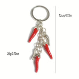Bright Red Chili Pepper Keychain Keyring Alloy