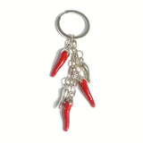 Bright Red Chili Pepper Keychain Keyring Alloy