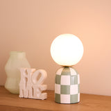 Emporium Archie Table Lamp Green & White Checkered Ceramic