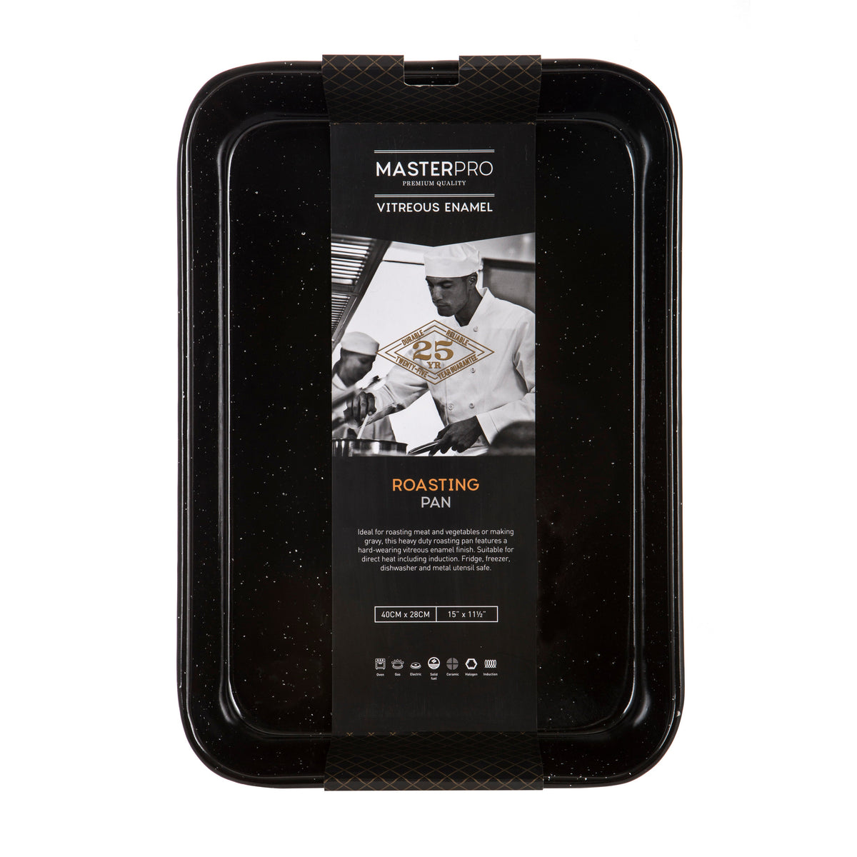 MasterPro Professional Vitreous Enamel Roasting Pan 40cm Black – Acos ...