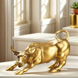 Gold Bull Statue Office Desk Decor Wealth Success Business Gift Ornament