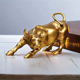 Gold Bull Statue Office Desk Decor Wealth Success Business Gift Ornament