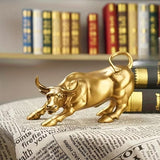 Gold Bull Statue Office Desk Decor Wealth Success Business Gift Ornament