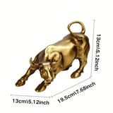 Gold Bull Statue Office Desk Decor Wealth Success Business Gift Ornament