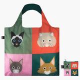 LOQI Stephen Cheetham Cats Reusable Foldable Shopping Bag Multi Colour