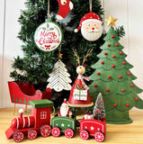 Santa on Train Standing Decoration Red & Green 24cm