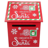 I Believe in Santa Letter Box Red & Green 29cm