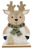 Reindeer with Scarf Standing Decoration Natural & White 18cm