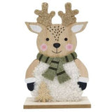Reindeer with Scarf Standing Decoration Natural & White 18cm