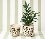 Olive Print Planter Brown 14cm