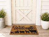 Welcome To The Farm Doormat Black 45x75cm