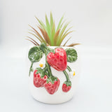 Strawberry Planter White & Red 12cm