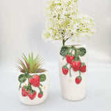 Strawberry Vase White & Red 20cm