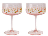 Strawberry Fields Floral Coupe Glass Pink 16cm