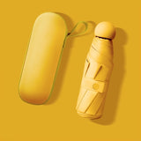 Mini Umbrella Lightweight Pocket-Sized Umbrella Portable Foldable Automatic Outdoor - Yellow