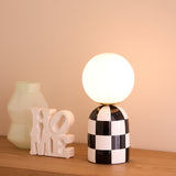 Emporium Archie Table Lamp Checkered Ceramic Base Black White