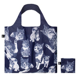 LOQI Red Poppy Bee Recycled Tote Bag Cat Print