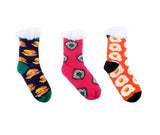 3 Pairs Socks Adults Heat Control Extra Sherpa Lined Anti-Slip Version Two Assorted B