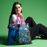 LOQI Claude Monet Water Lilies Neon Pink Tote Bag