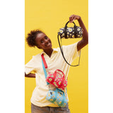 LOQI Smiley Flowers Small Weekender Bag Raspberry