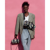 LOQI Smiley Flowers Small Weekender Bag Black
