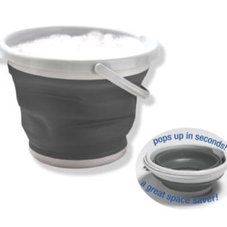 Grey Collapsible Dish Washing Bucket 10L Bowl