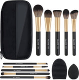 10 Pcs Makeup Brushes Travel Professional Makeup Brushes Set with Case Blackgold