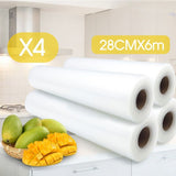4x Vacuum Food Sealer Roll Bags Saver Seal Storage Heat Commercial 24m x 28cm