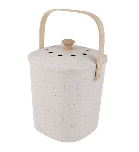 Biodegradable Bamboo Compost Bin Waste Composter Food Recycling White 3.8L