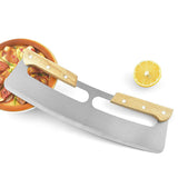 Kitchen Stainless Steel Pizza Cutter Rocker Blade Slicer 35CM  Protective Cover