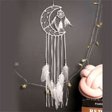 Moon Crescent Feather Dream Catcher Wall Hanging Tapestry Woven Nursery Craft
