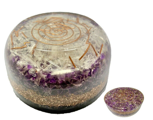 Amethyst Orgonite Tower Buster Dome - EMF Protection Chakra Crystal Orgone