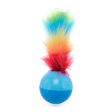 2X Pet Playing Ball with Feather Tail Cat Training Interactive Toy Multicoloured