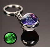 1x Keychain Constellation Keyring Luminous Glass Ball Pendant - Leo