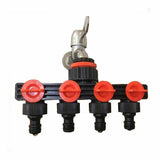 4 Way Water Tap Adaptor Splitter 1/2" Garden Hose End Connectors w/Control Valve