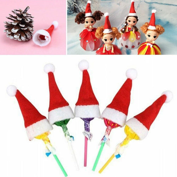 30pcs Mini Santa Claus Hats for Decor Christmas Mini Gift Lollipop Holiday Favor