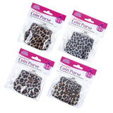 2x Coin Small Change Bag Wallet Pouch Clip Up Women Leopard Mini Purse Assorted