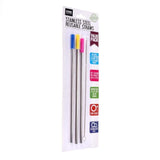 Straws Stainless Steel Including Silicone Tips and Cleaning Brush Eco Friendly