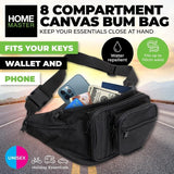 1x Bum Bag Adjustable Strap 8 Compartments  Home Master Phone Wallet Keys