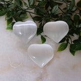 Selenite Puffy Heart Powerful Healing Gemstone Crystal Palm Stone 8cm
