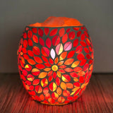 Pink Flower Glass Mosaic Vase Bowl Himalayan Crystal Salt Lamp Natural Rock