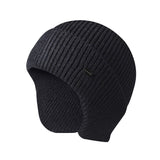Beanie Hat With Earflaps Winter Warm Men Knitted Outdoor Ski Skull Cap - Black
