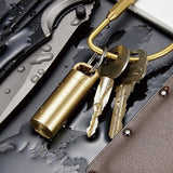 Waterproof Pill Box Case Brass Container Keyring Medicine Capsule Holder Large